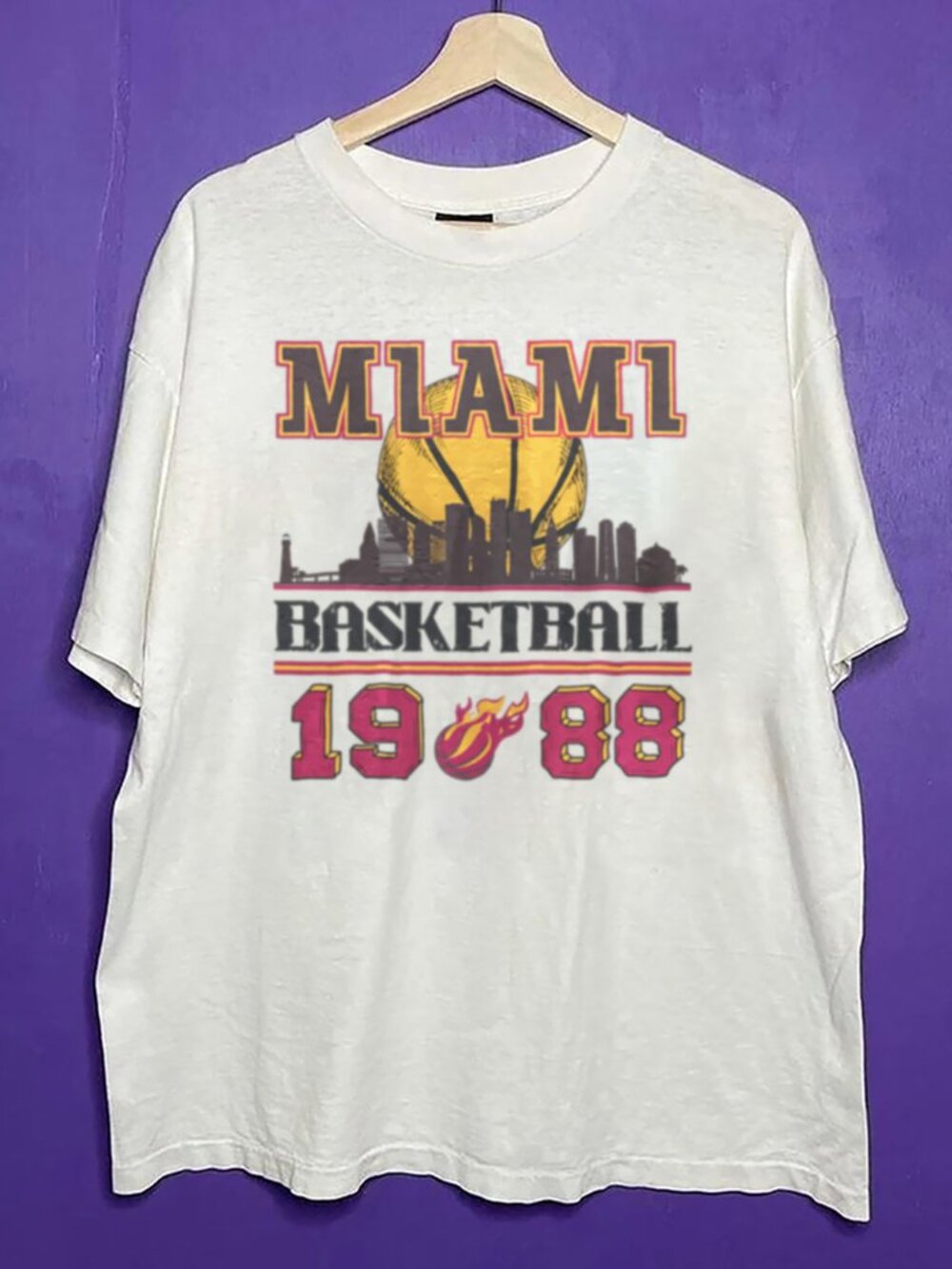 Vintage 1988 Miami Heat Basketball Style Shirt, Retro Miami Basketball Shirt Tee